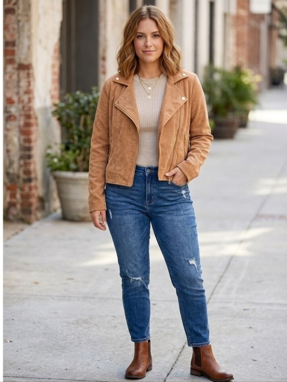 Iris Double-Breasted Corduroy Moto Jacket